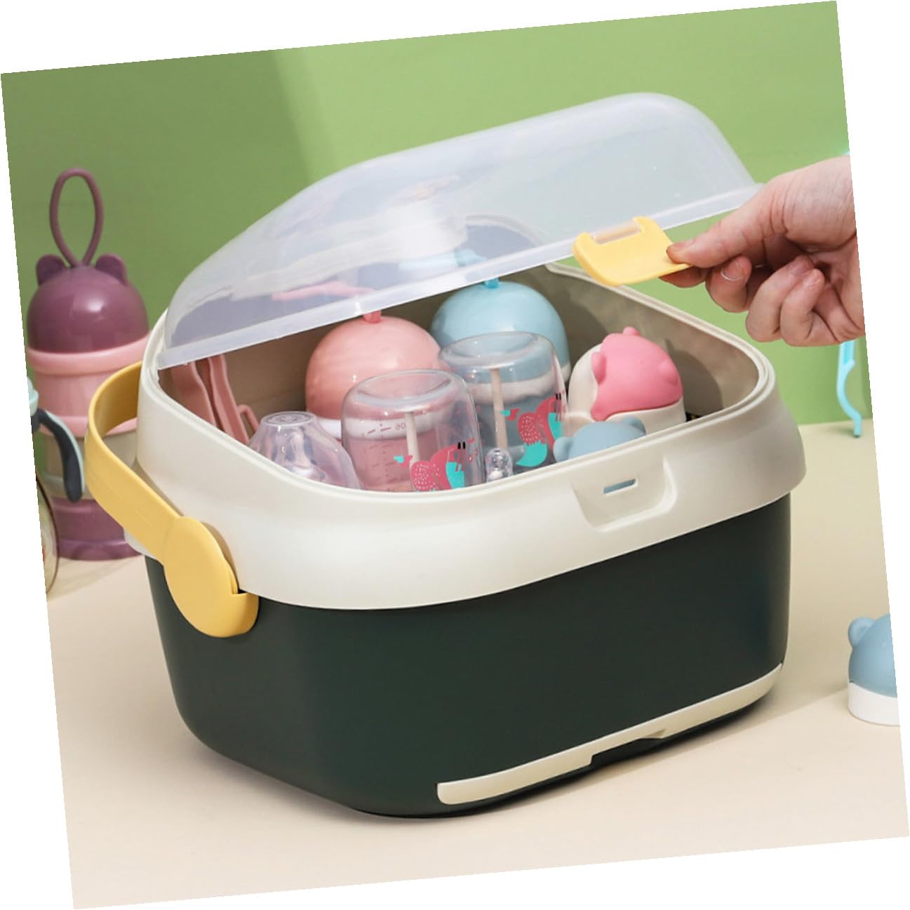 Boîte de Séchage Rangement Scellé pour Biberons en PP Multifonction pour Stockage Sécurisé Couvercle Anti-poussière pour Biberons et Tétines Bébé