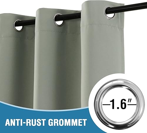 Miniatura 10 de Cortinas blackout con aislamiento térmico y ojales, ahorro de energía, para oscurecimiento de salas de estar, habitaciones y puertas de patio, juego