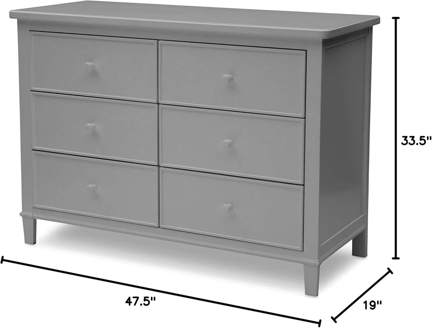 Dimensions of Delta Children Haven 6-Drawer Dresser