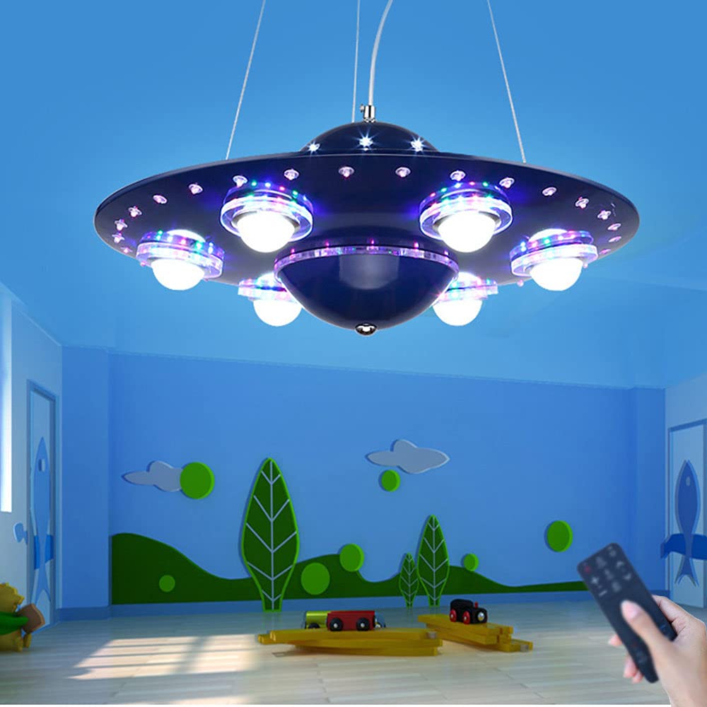 Dziecięca oprawa sufitowa LED ściemnialna UFO żyrandol z pilotem kolorowy do sypialni