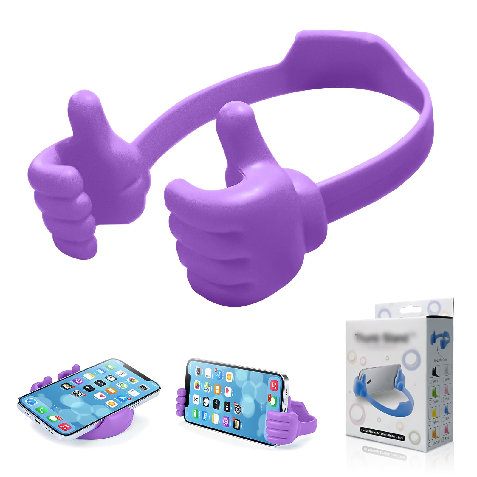 Photo 1 of *** BUNDLE X 2 *** Stocking Stuffers for Teen Girls Women Cell Phone Stand Adjustable Thumbs Up Lazy Holder for Hand Desk Novelty Funny Ideas for Women Adults Men Her Wife Mom Teenage Kids Cool Gadgets (Purple)