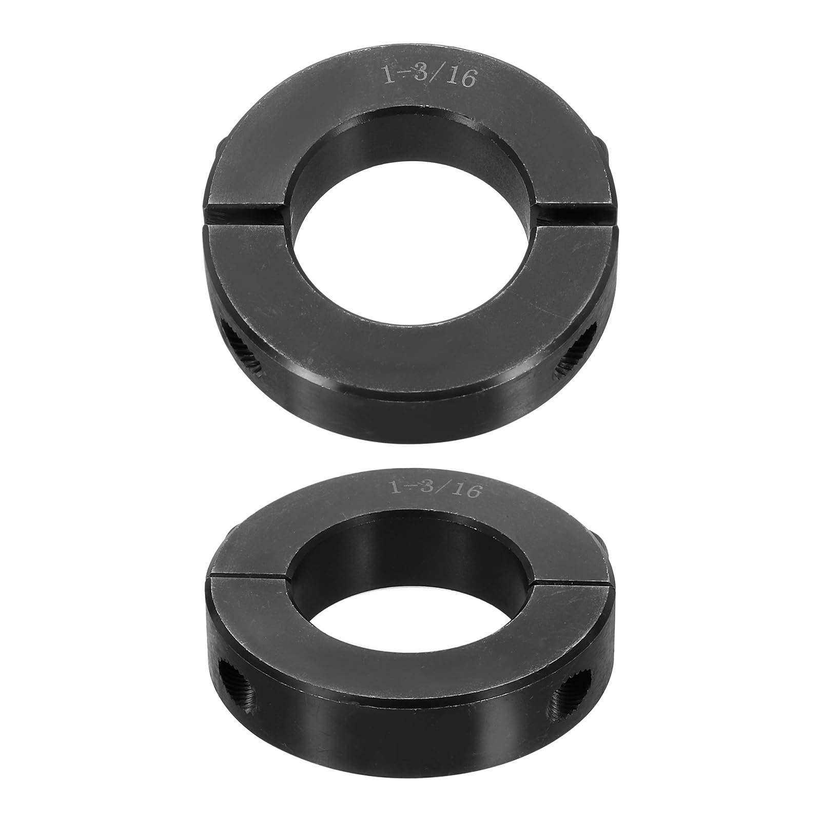 QUARKZMAN 2pcs Collar Eje Doble Dividido Para Eje 1-3/16", Collar Sujeción Dospcs, 2-1/16" DE, 1/2" Ancho, Collar Bloqueo Acero Óxido Negro, Estilo Tornillo Fijación