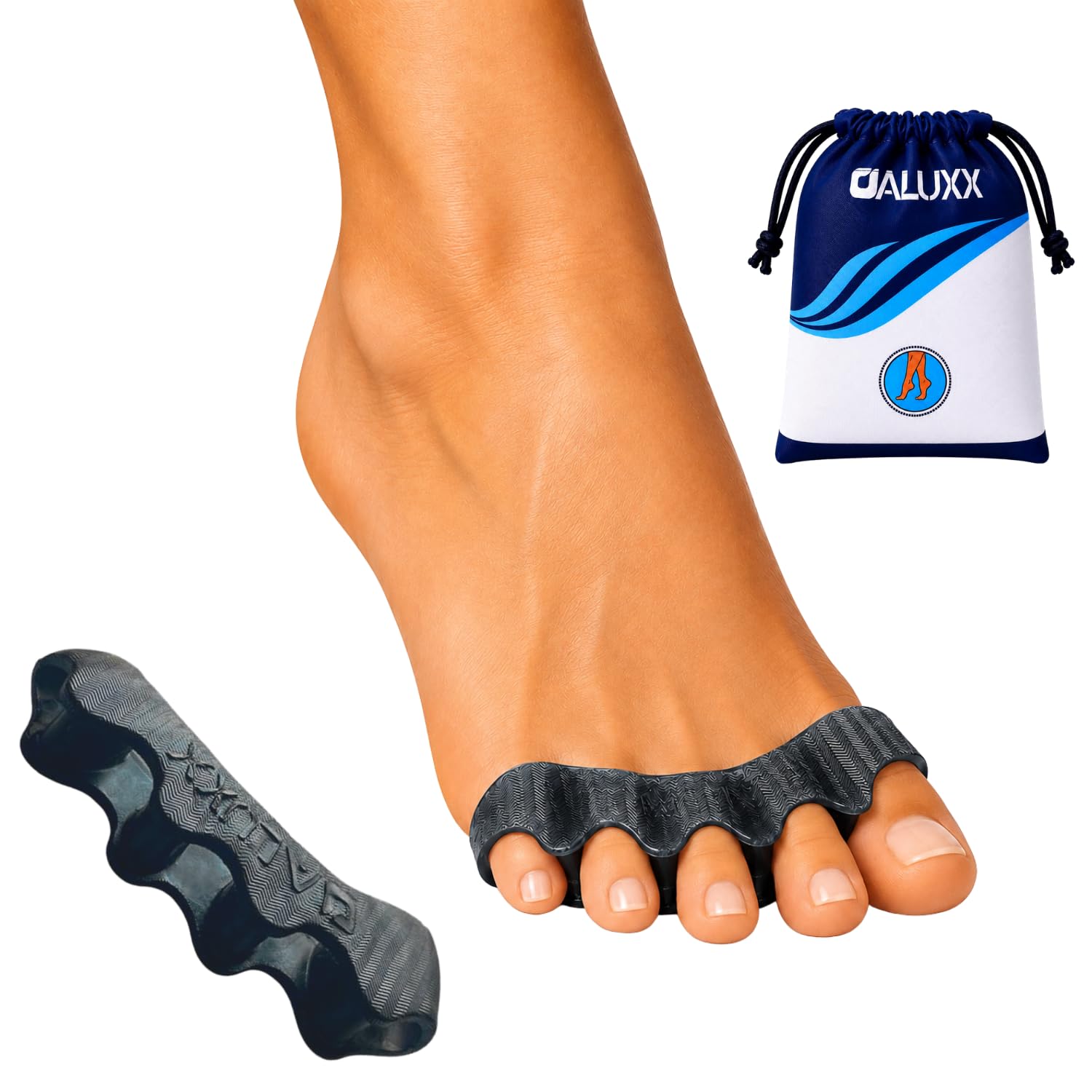 Espaciadores de dedos: restaura tus dedos de los pies y alivia el dolor y las molestias de los pies, separadores de dedos eficaces para mujeres y hombres, paquete de 2 (negro)