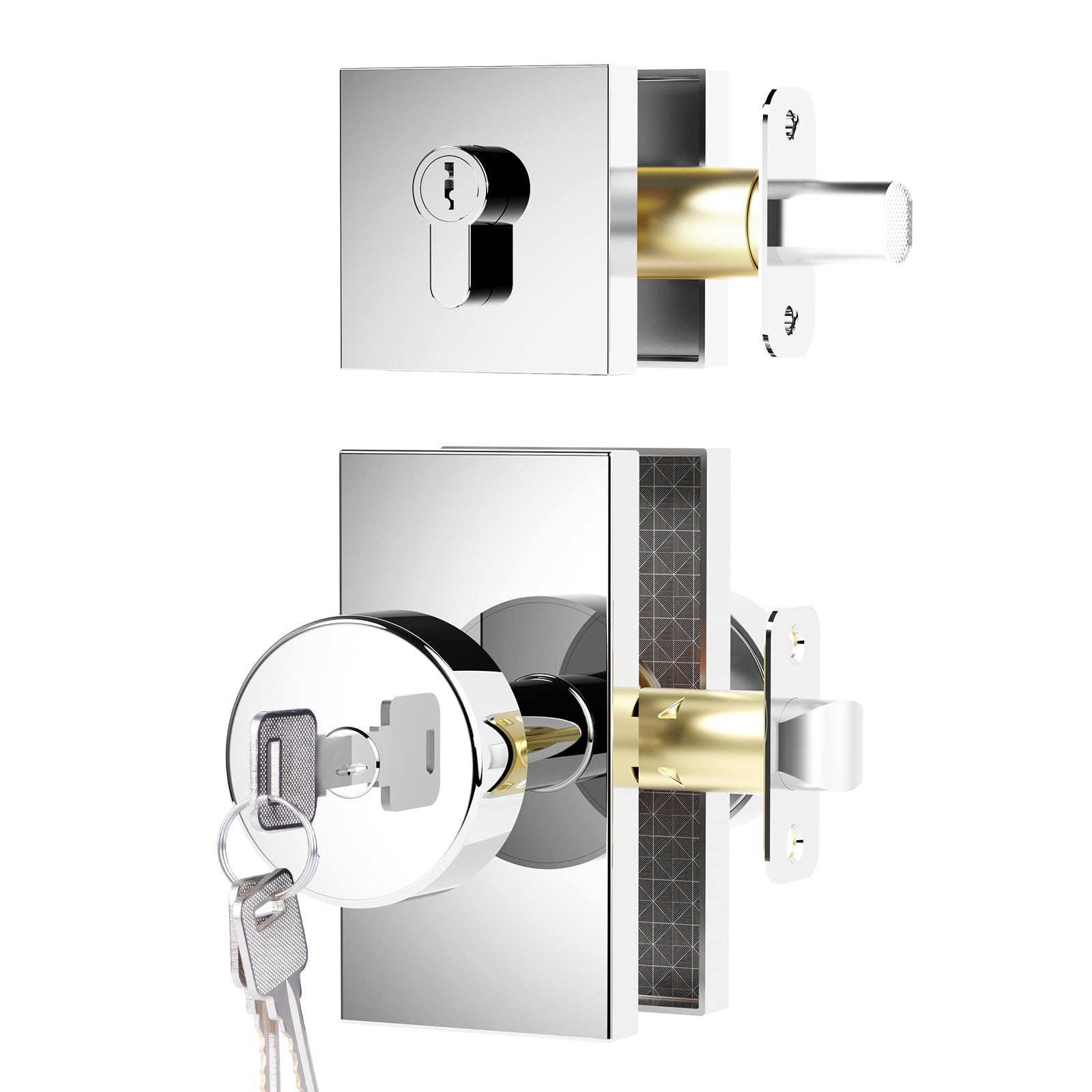 Satin Brass Privacy Door Knob with Lock -22