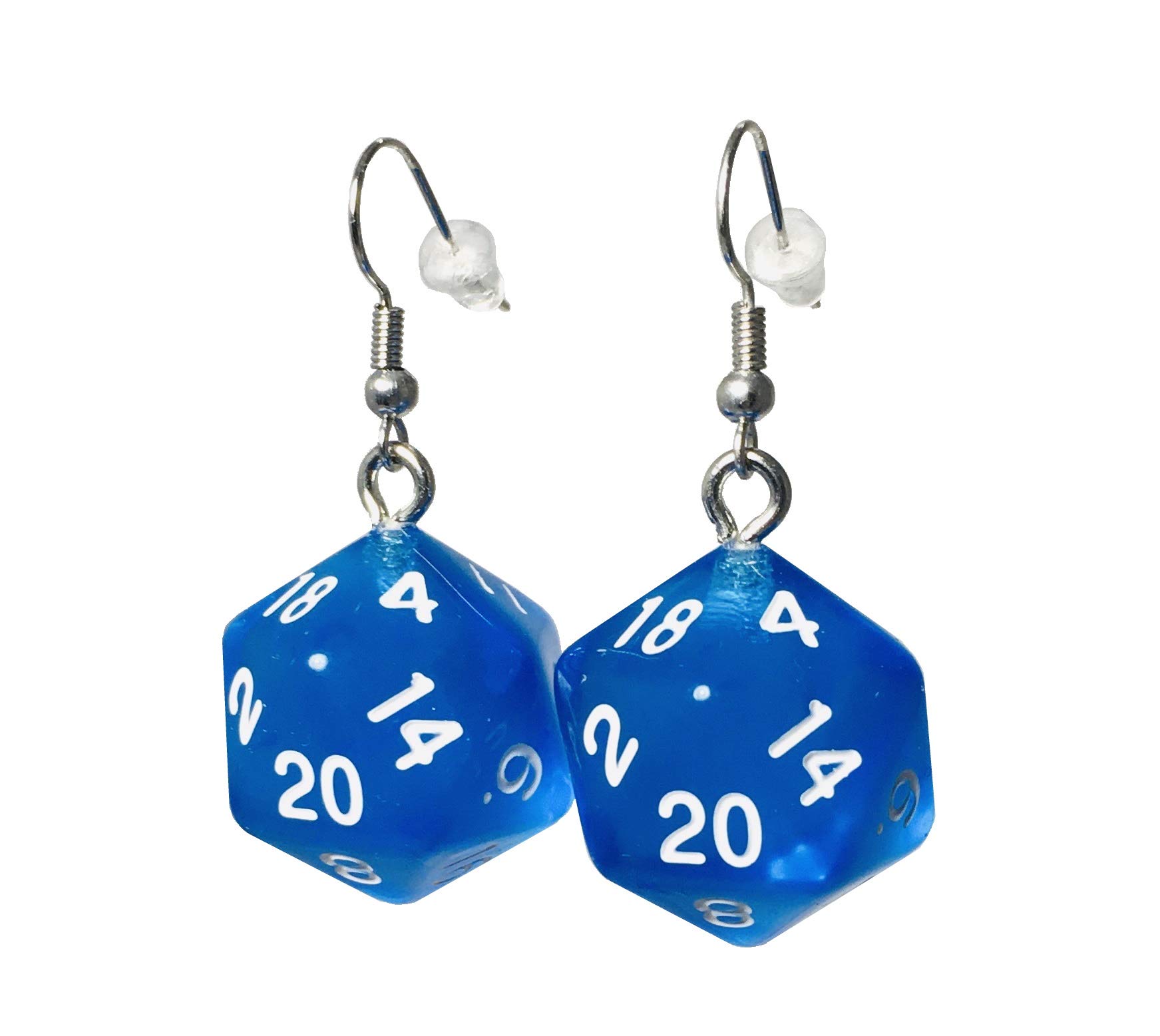 d20 Dice Earrings Translucent (Bright Blue)
