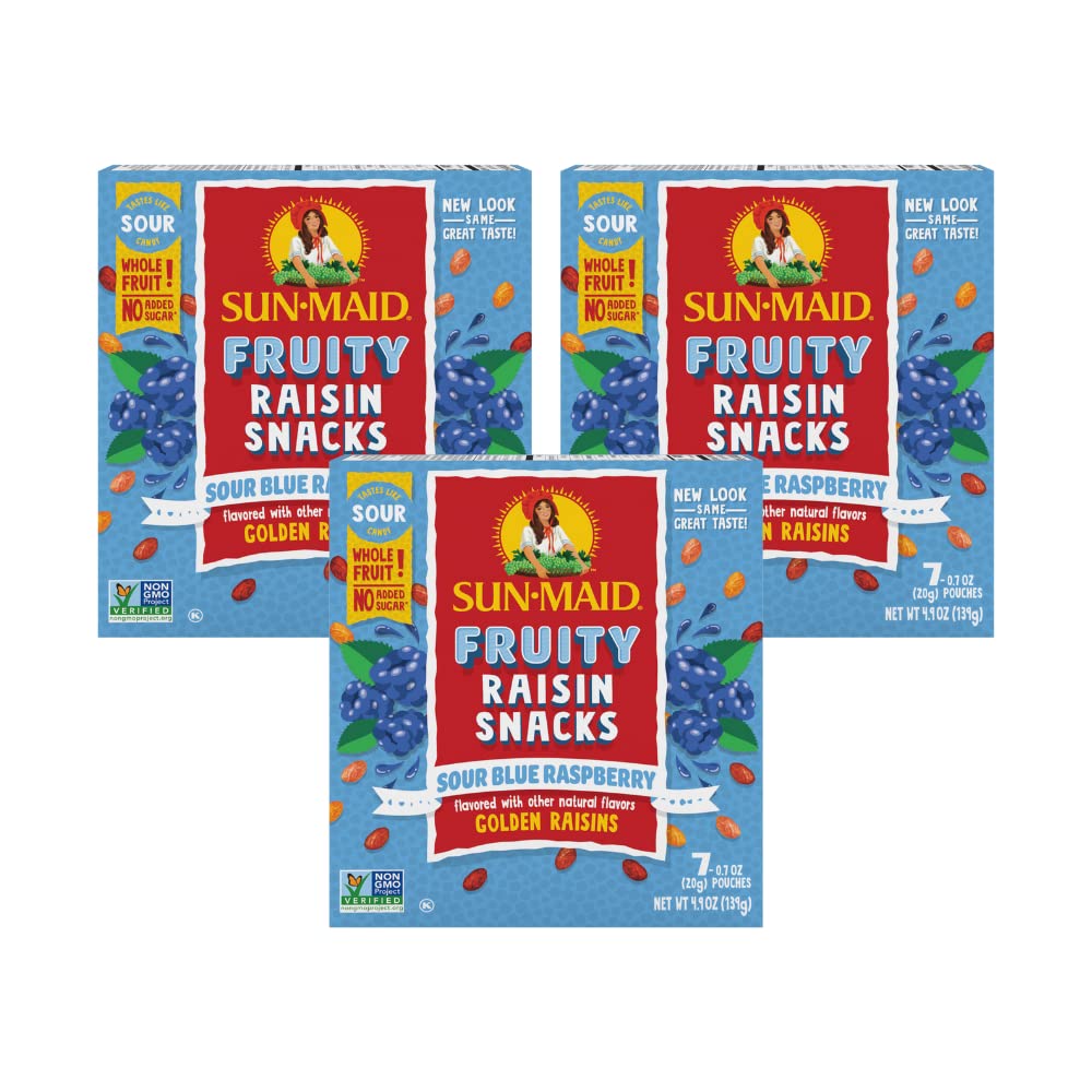 Amazon.com: Sun-Maid • Blue Raspberry Fruity Raisins Snacks, 0.7 Ounce ...