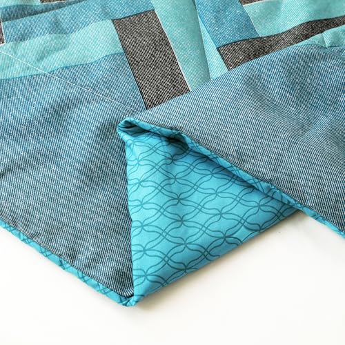 Image of Ac Comforter Single Bed Boho with Satin Finish 240 GSM - Reversible AC Comforter -Cyan Blue & White, Geometric Comforter Quilt Duvet Dohar Blanket for Summer 150 X 225 cm
