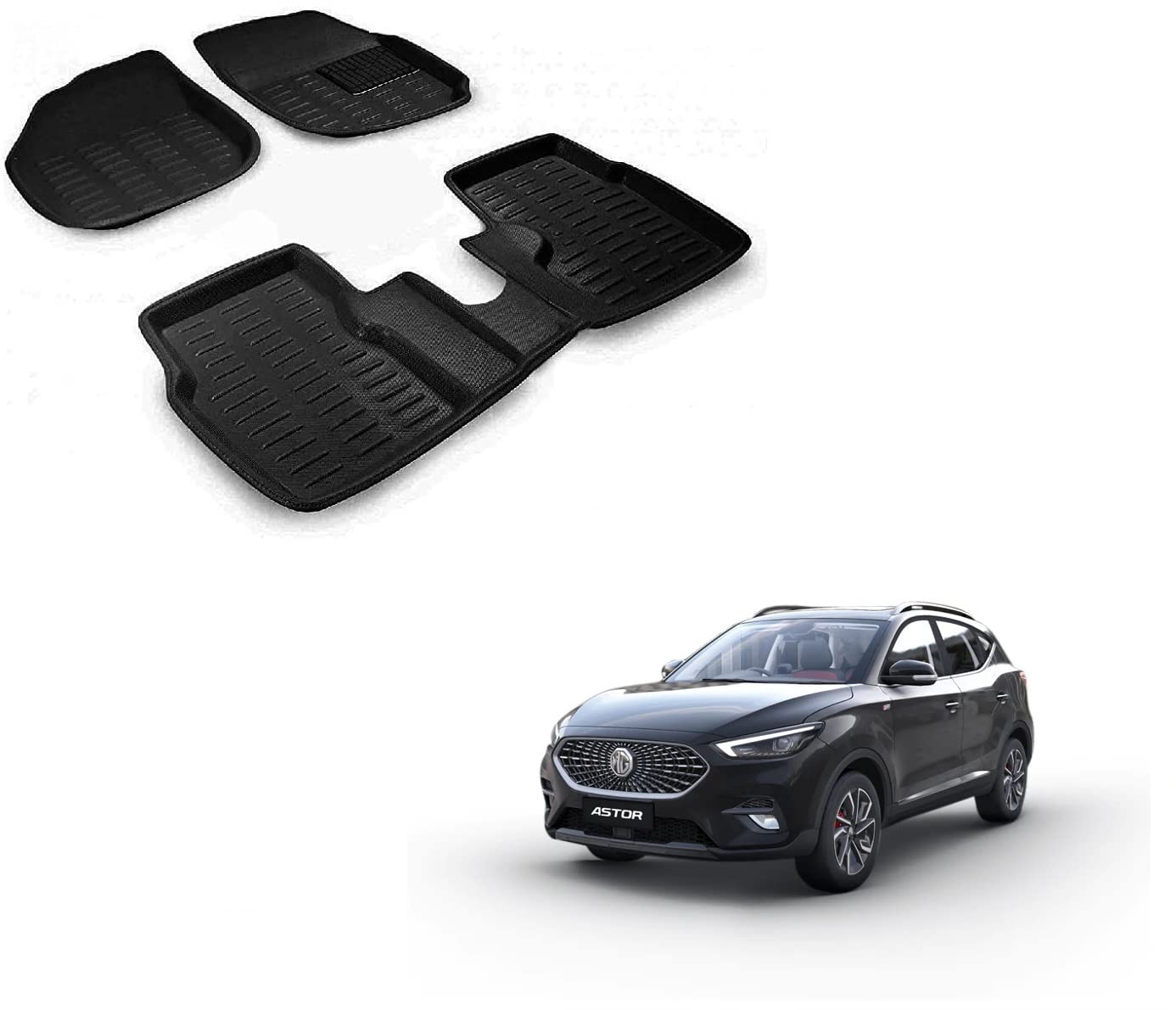 Auto Addict Car 3D Mats Black for MG Astor