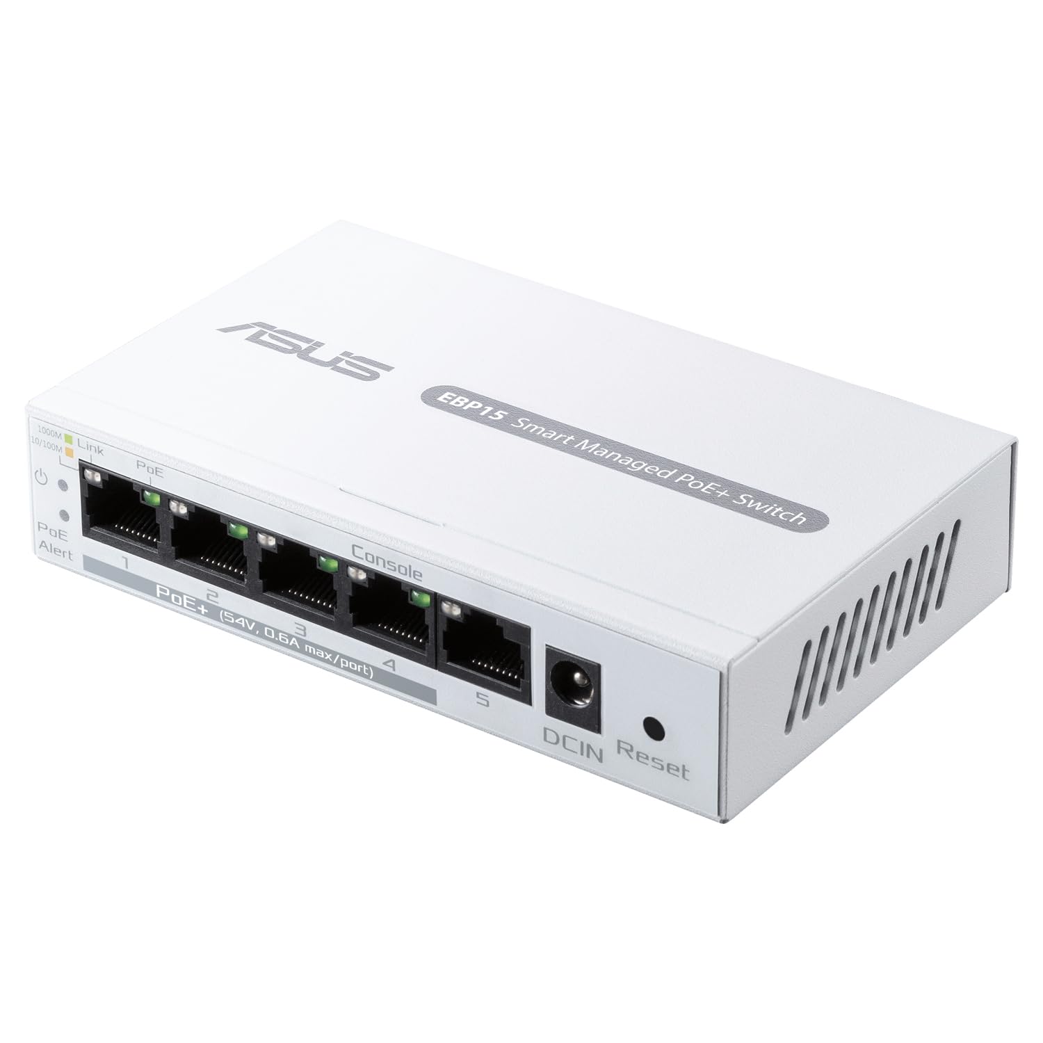 ASUS ExpertWifi EBP15 - Switch PoE+ gestión de 5 Puertos GbE, 4 Puertos PoE+, 60 W, Compatible con Puntos de Acceso PoE, cámaras IP, teléfonos VoIP, gestión centralizada con Router ExpertWiFi