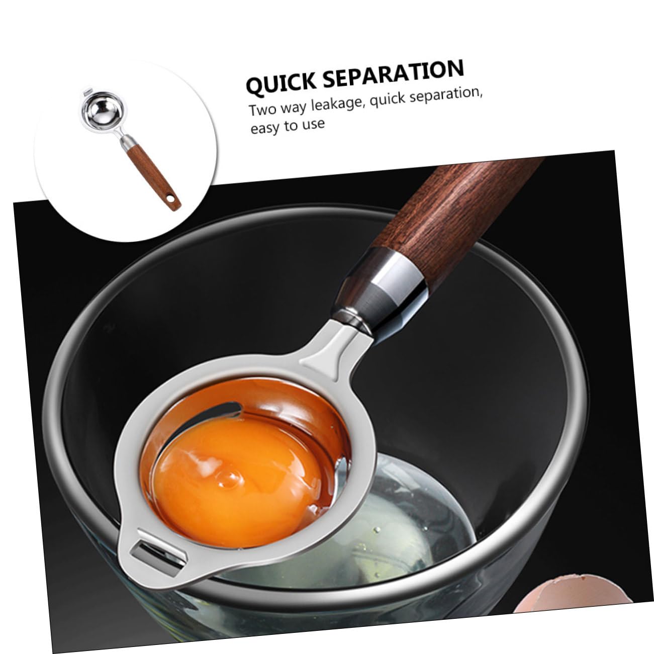 MUCKLILY 2 pcs Egg White Separator Protein Separation Tool for Kitchen Use Effortless Egg Yolk and White Sieve Easy to Clean and Store for Cooking and Baking
