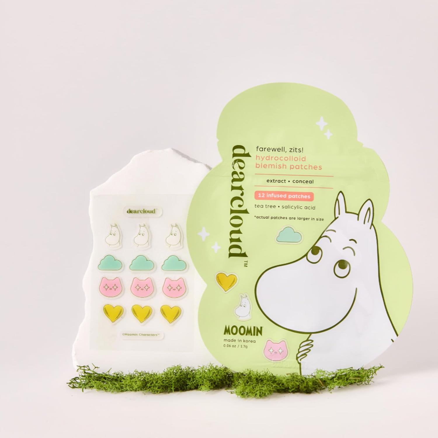 dearcloud Moomin Hydrocolloid Blemish Patches - 36 Count - Pimple Patches for Face, Acne Spot Treatment With Tea Tree Oil & Salicylic Acid (Farewell, Zits!)