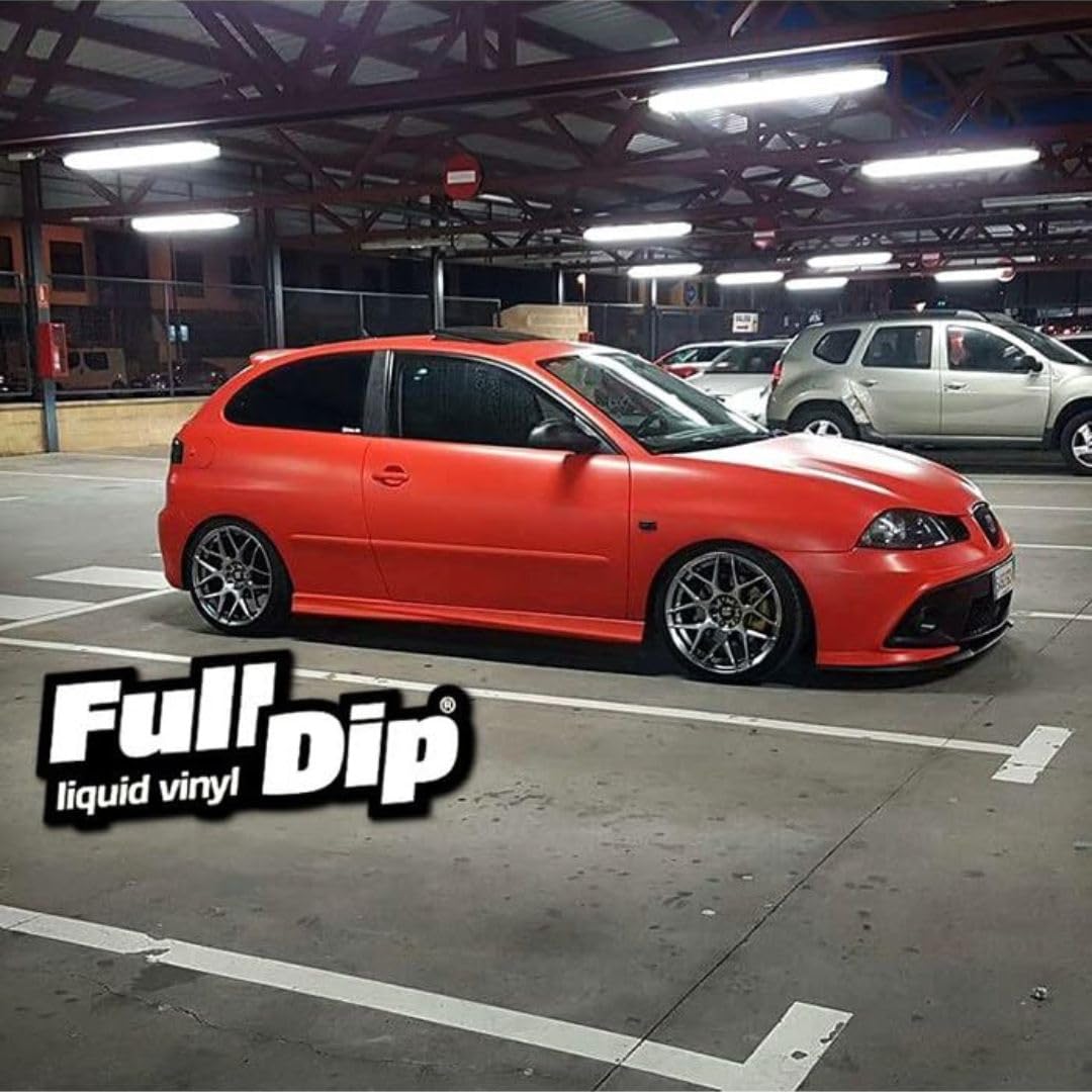 AutoFullCar - Kit Pintura Vinilo Líquido Full Dip - Formato 4 Litros + Pistola Eléctrica | Acabado Profesional y Removible | Fácil Aplicación | Coches, Motos (ROJO, URBANO)