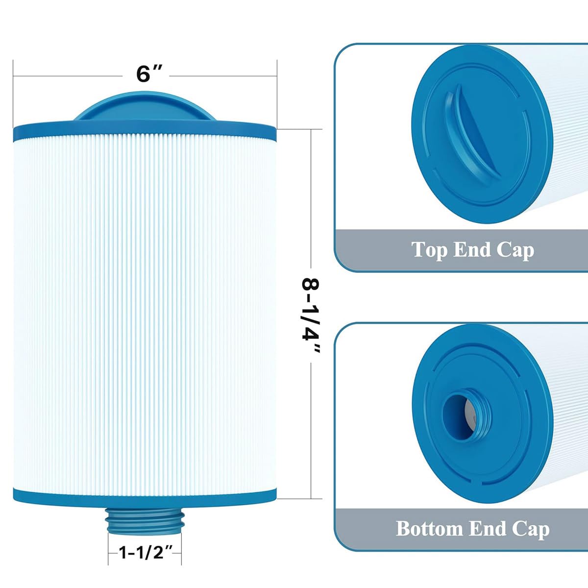 Spa Filter Compatible with 6CH-940 HOT Tub Filter Replacement Compatible with 817-0050, PWW50P3 Spa Filter (1 1/2