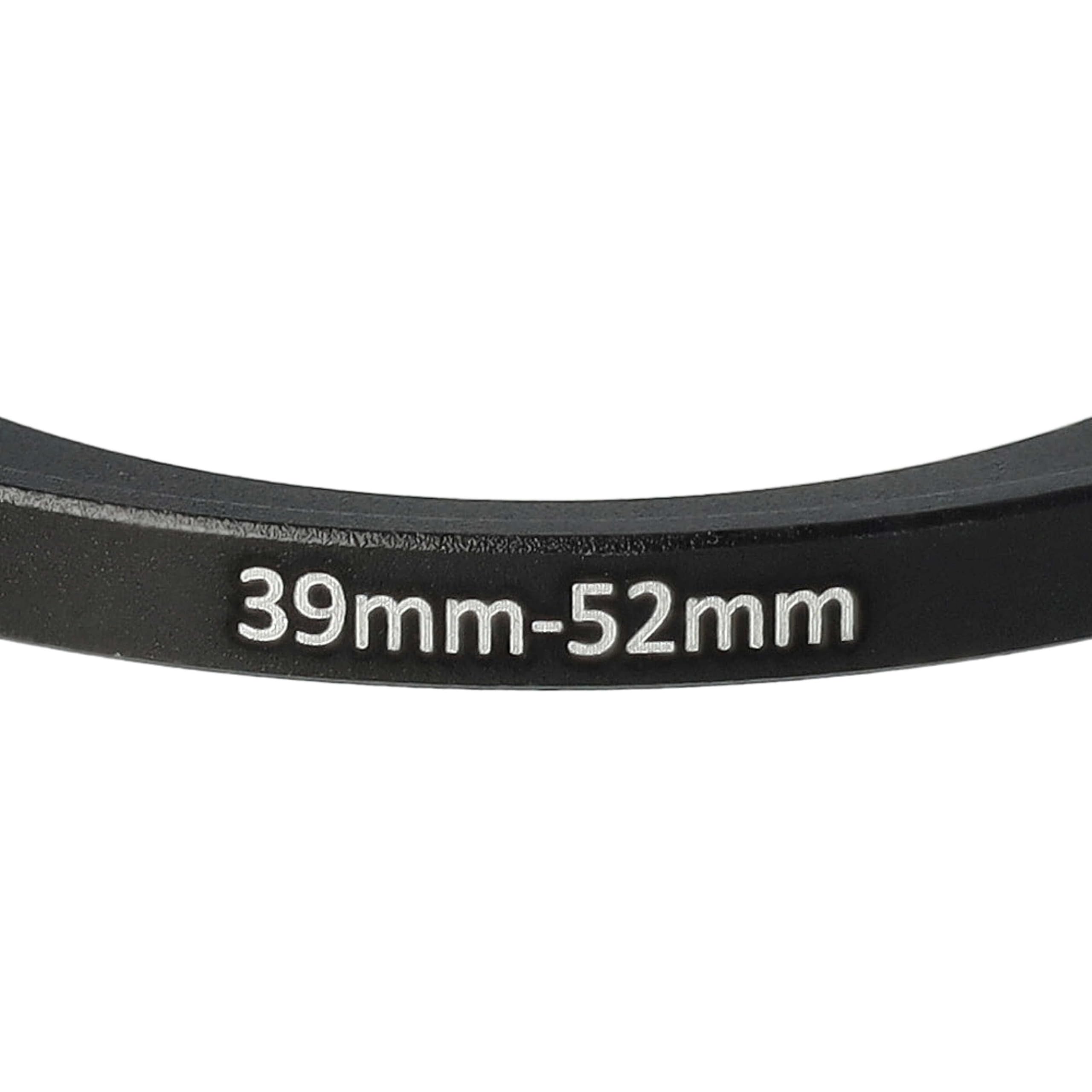 vhbw Step-Up-Ring Adapter von 39 mm auf 52 mm für Kamera Objektiv - Filteradapter, Metall, Schwarz