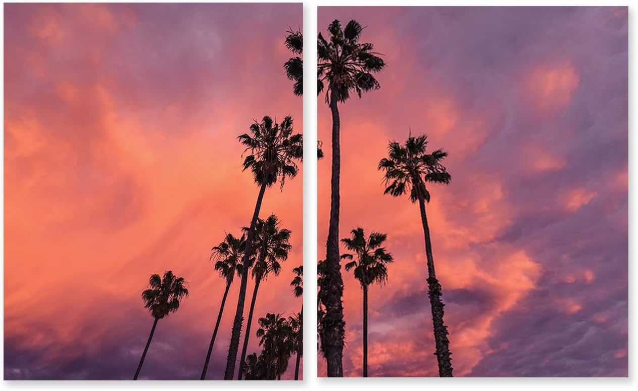 Palm Trees Wall Decor Poster Prints 2 Pieces Modern