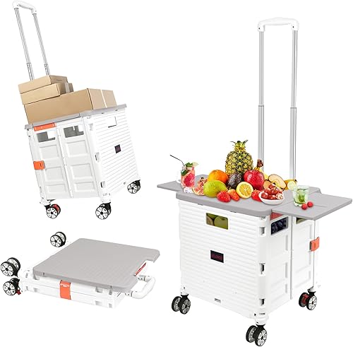 Carro plegable de utilidad, carrito de herramientas portátil plegable con ruedas, capacidad de carga de 176 libras, tapa magnética telescópica con