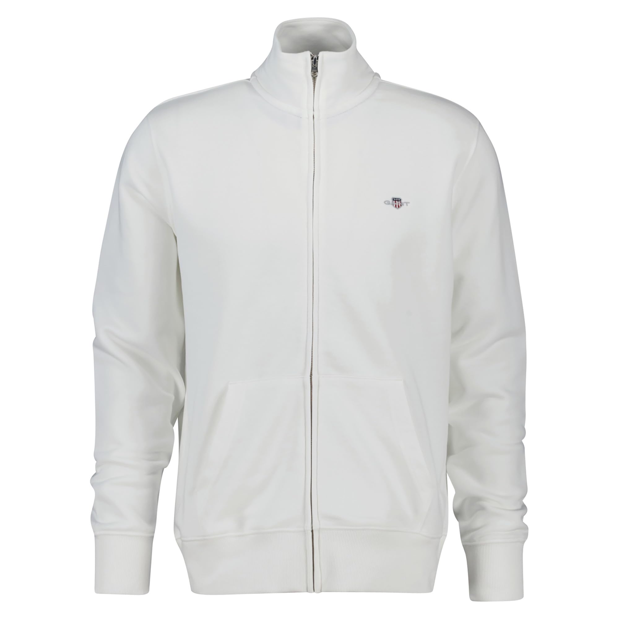 GANT Men's Reg Shield Full Zip Sweat Cardigan Sweater, Eggshell, XL