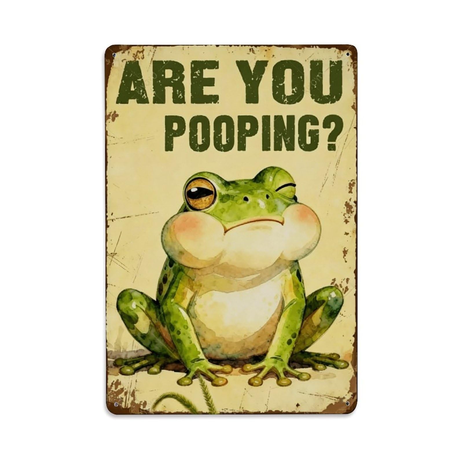 Vintage Watercolor Are You Pooping Frog Funny Decorative Sign Vintage Aluminium Metal Sign, Retro Wall Decor for Home, Bar, Garage & Farmhouse 30x20cm