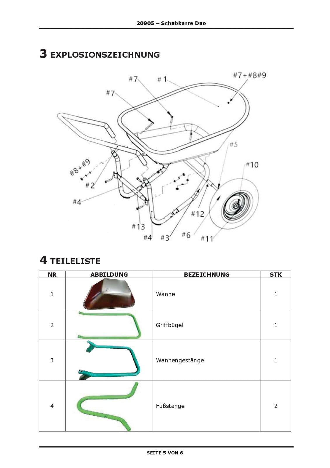 DEMA Stahl Schubkarre Duo – 2-Rad Gartenschubkarre, Robuste Schubkarre für Gartenarbeit, Transport und Baustellen