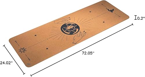 Miniatura 7 de EKE Esterilla de yoga de corcho con líneas corporales, superficie antideslizante a prueba de sudor, materiales 100% reciclables, respetuosa con el