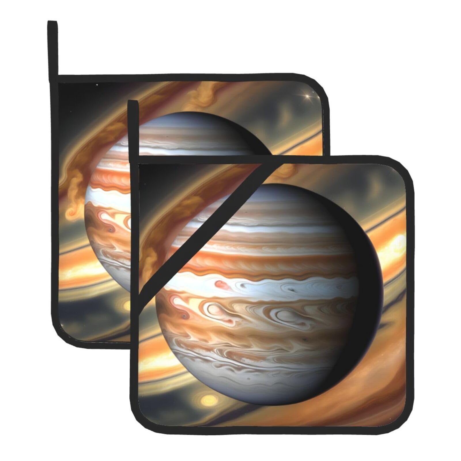 Jupiter Landscape Waterproof Anti-Scald Pan Mats Set of Two 8 X 8in for Kitchen Baking Grilling Christmas Housewarming Gift