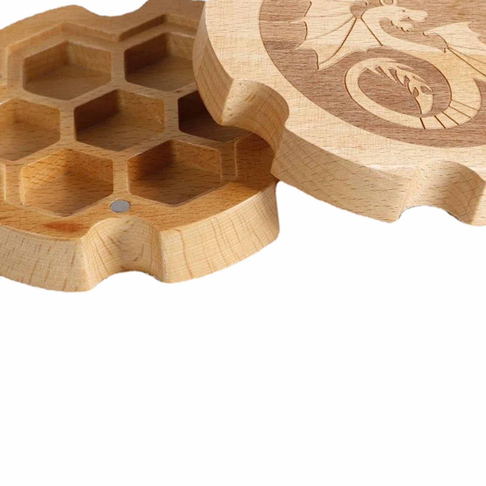 Würfelbox aus Holz, 3er-Set, 7 Stück, für Kinder und Erwachsene, Geschenk-Würfelbox mit Deckel, Buchenfarbe