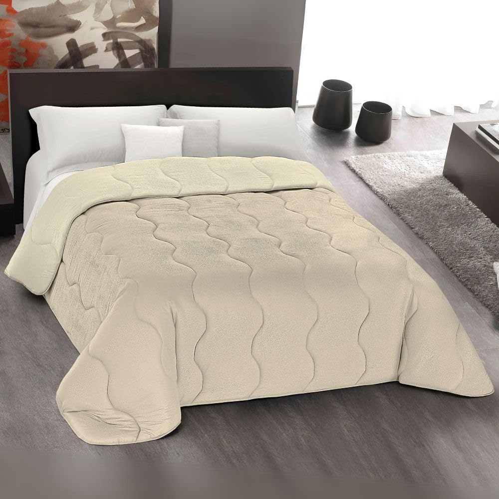 MAXIME MAISON - Colchas Cama 150 Modernas (245x265cm) Colcha de Invierno (300 gr/mq) Coloración Doble Cara, Cubre Cama en Microfibra Suave Made in Italy (Crema/Beige) Colcha Cama 180