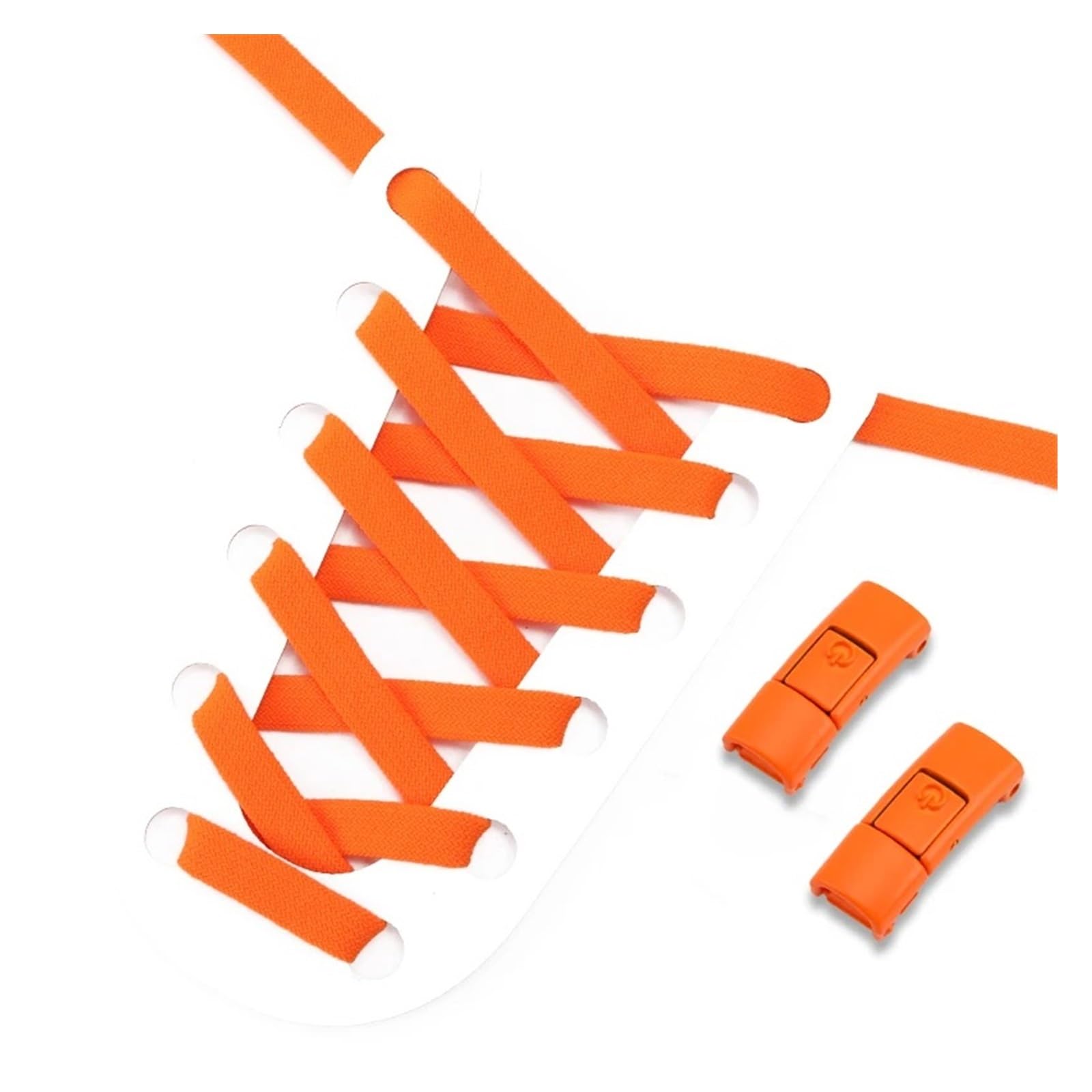 GPDNBIEU Shoelaces, Laces Press Lock Shoelace Without Ties Elastic Sneaker Kids Adult Flat For Shoes(Orange)