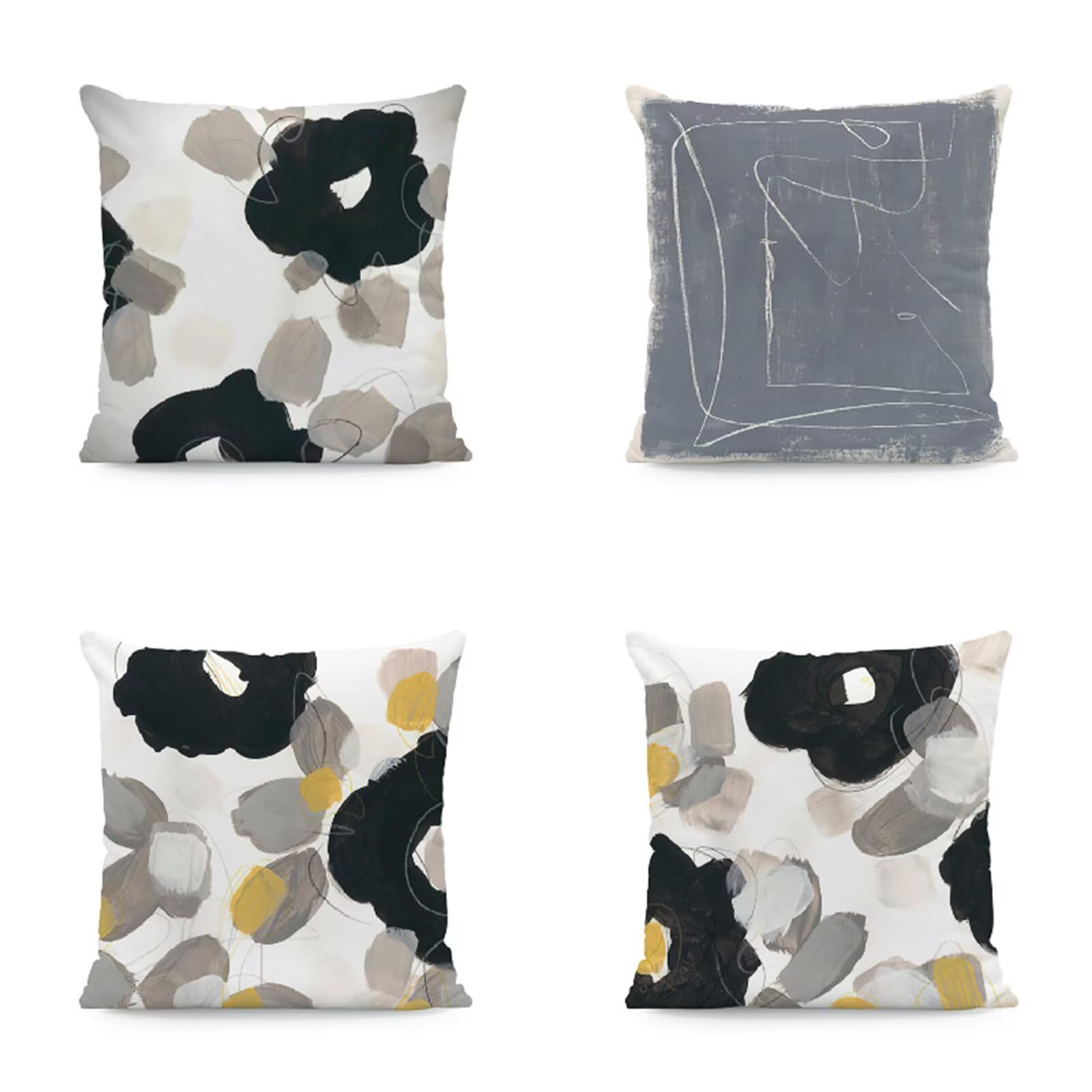 Fundas Cojines 60x60cm, 4 Piezas Patrón gris Fundas Cojines Sofa Decoracion, Plaza Doble Cara Lino Funda Cojines Decorativos para Sala Sofá Estar Dormitorio Regalo, con Cremallera Oculta R-2171
