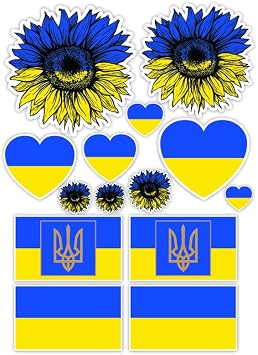 Ukraine Vinyl Decal Sticker Sheet for car Windows, Glass, Laptop, Water Bottle and More. Includes 14 Peel and Stick Vinyl Decal Sticker. by Yoonek Graphics.17118.5