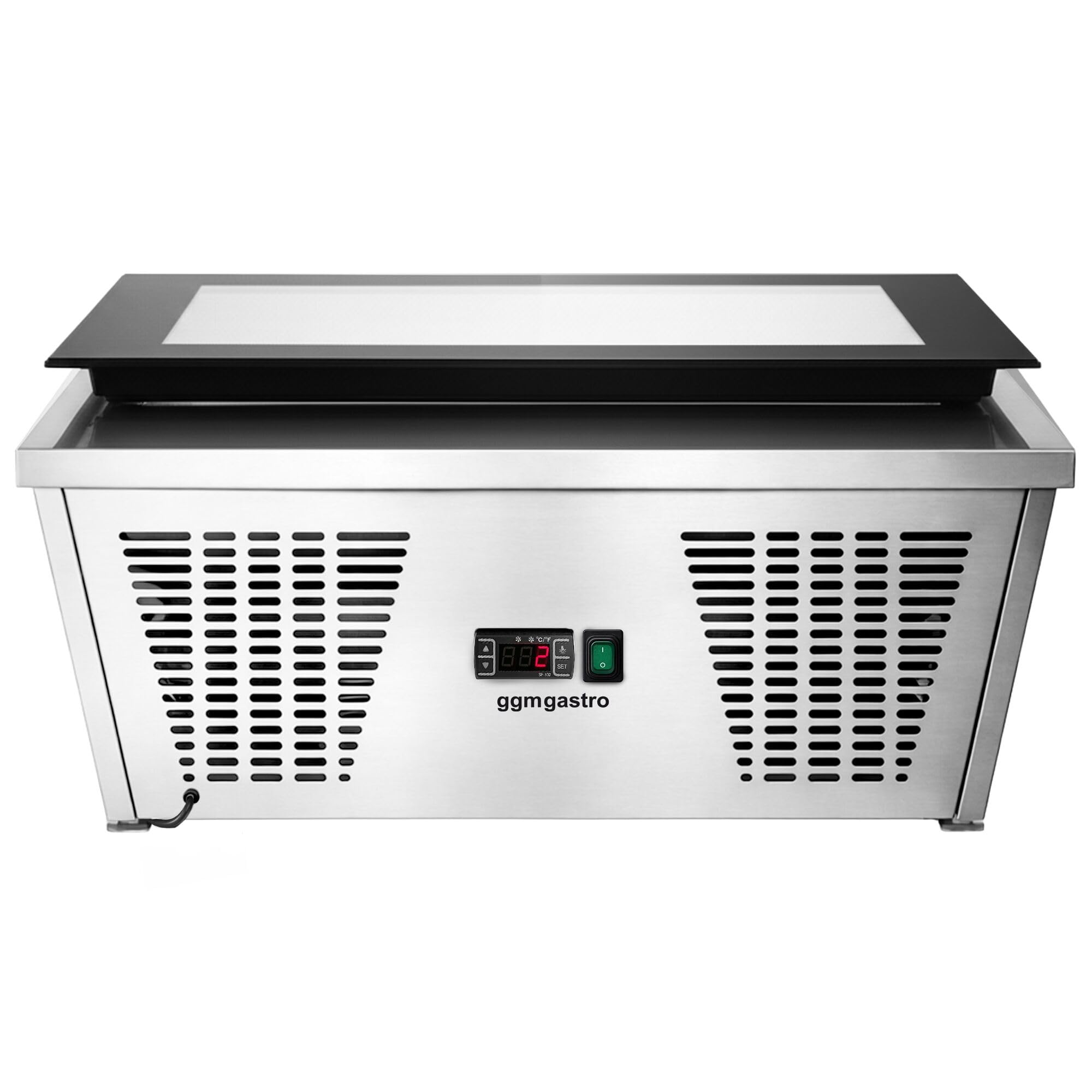 GGM Gastro | EAVNR87N | Tisch-Eisvitrine - 870mm - Statisch - für 4x 5 Liter Eisbehälter - gerader Deckel - Deckelöffnung zur Bedienseite