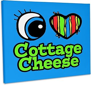 3dRose, Bright Eye Heart I Love Cottage Cheese, Museum Grade Canvas Wrap 14x11