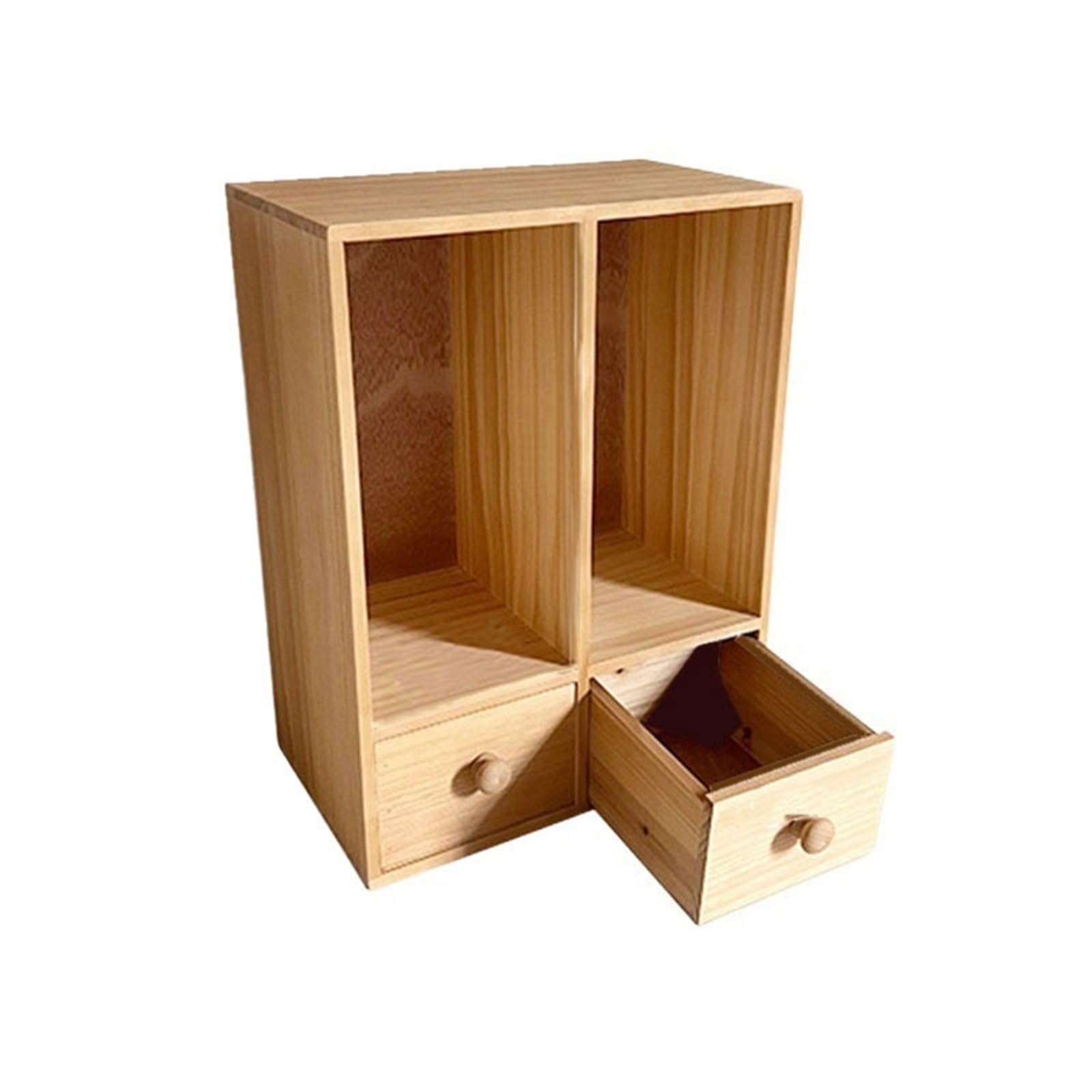 Shihan-2015 Bookcase Double Drawers Desktop Bookshelf Office Dormitory Minimalism Wooden Storag Rack Display Shelf