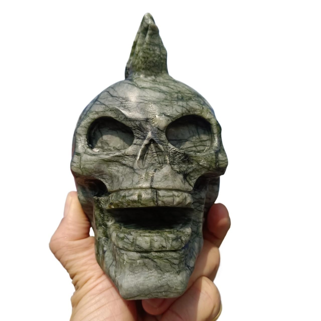 RVBLRDSE Tree Jade Skull, Quartz Crystal Carved Home Office Decoration Decor Gemstone Stone