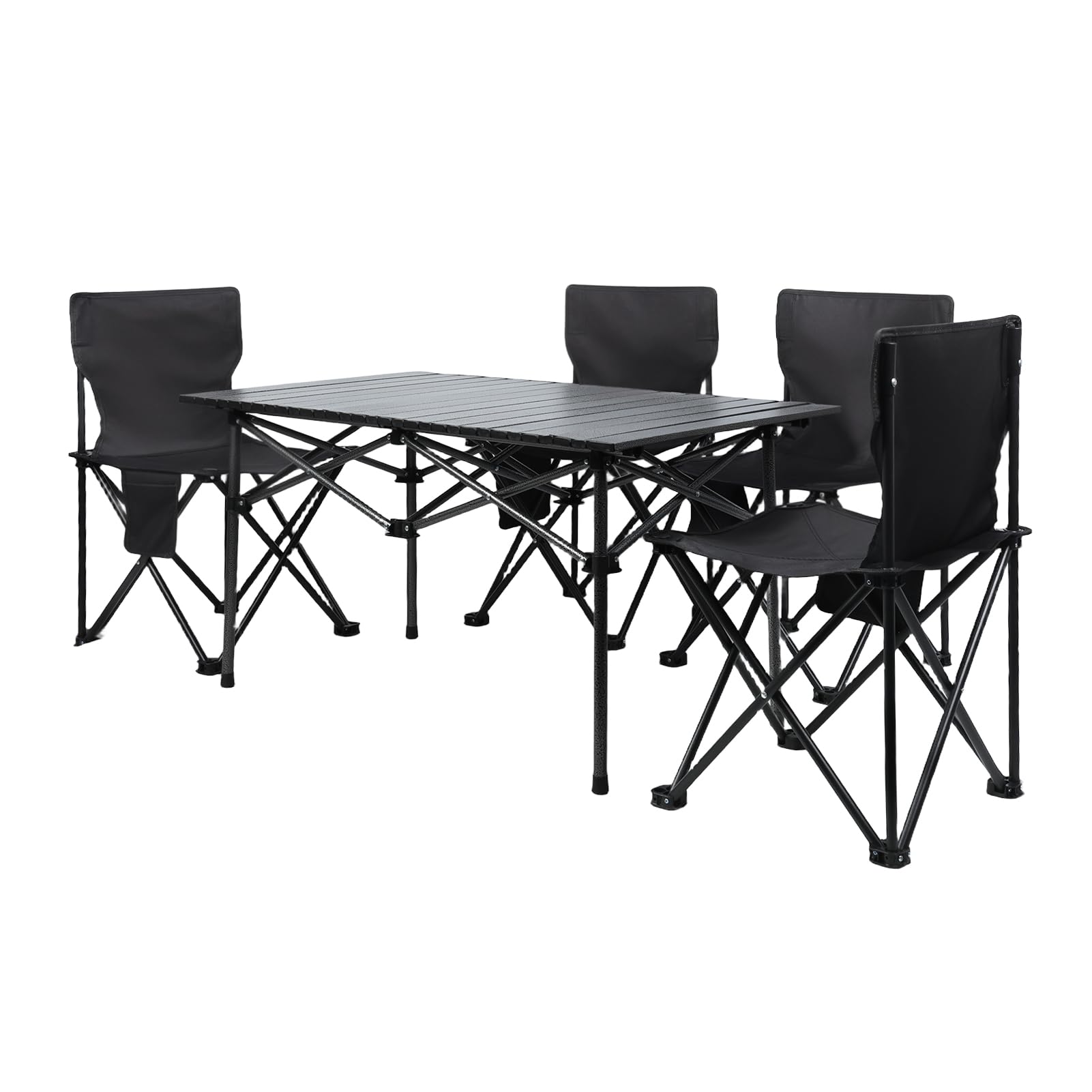 Mesa Camping Plegable con 4 Sillas, Conjunto de Mesa Plegable y Sillas, Mesas Plegables Portátiles para Jardín, Camping, Patio (95 x 55 x 50 cm)