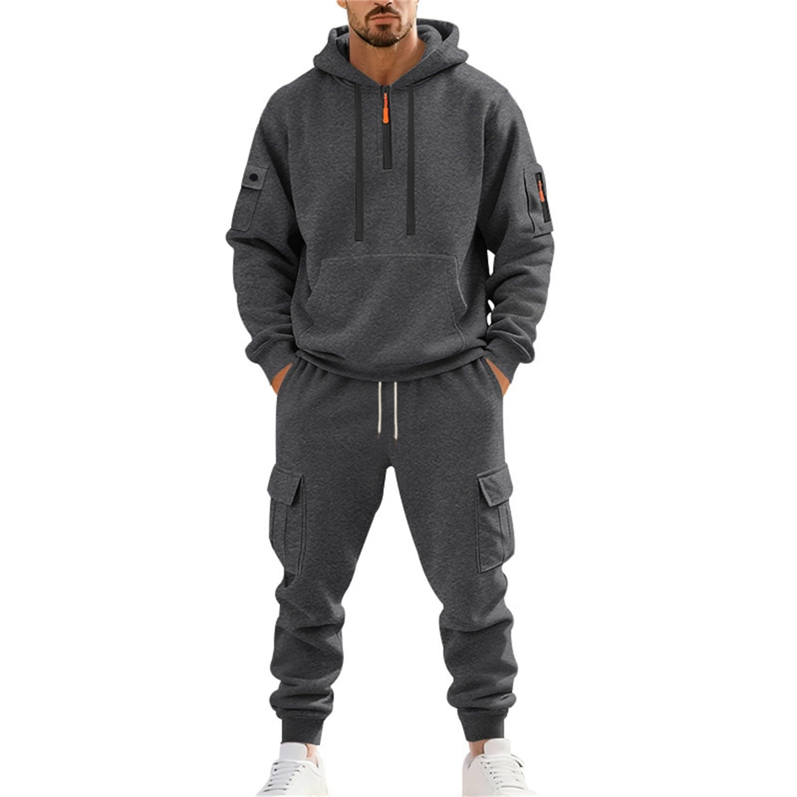 Felpa da uomo con cappuccio e mezza zip