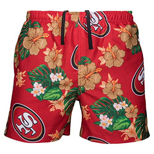 Image of FOCO NFL Mens NFL Team Logo Floral Hawaiian Swim Suit Trunks