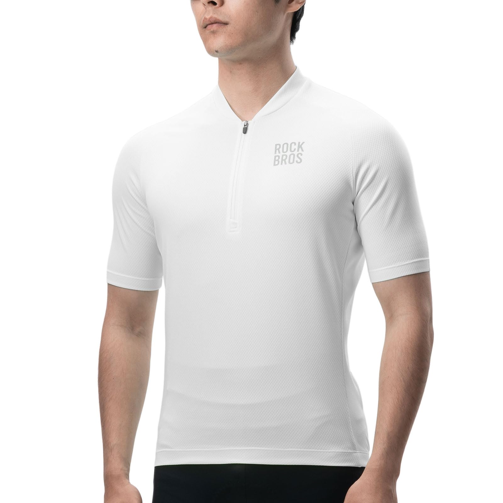 ROCKBROS Maglia Ciclismo con Maniche Corte, Magliette Bicicletta Uomo Estiva Traspirante Antiscivolo Riflettente Asciugatura Rapida, con 3 Tasche, Abbigliamento per MTB Bici da Strada