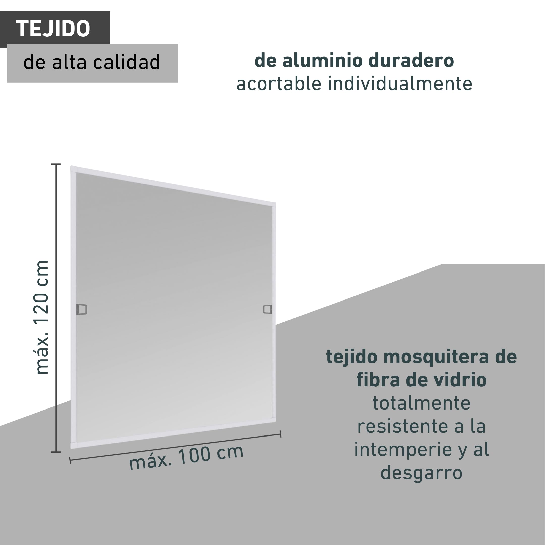 Windhager Mosquitera básica para ventana, marco tensor, mosquitera para ventana, kit de montaje 100 x 120 cm, color blanco, 04504