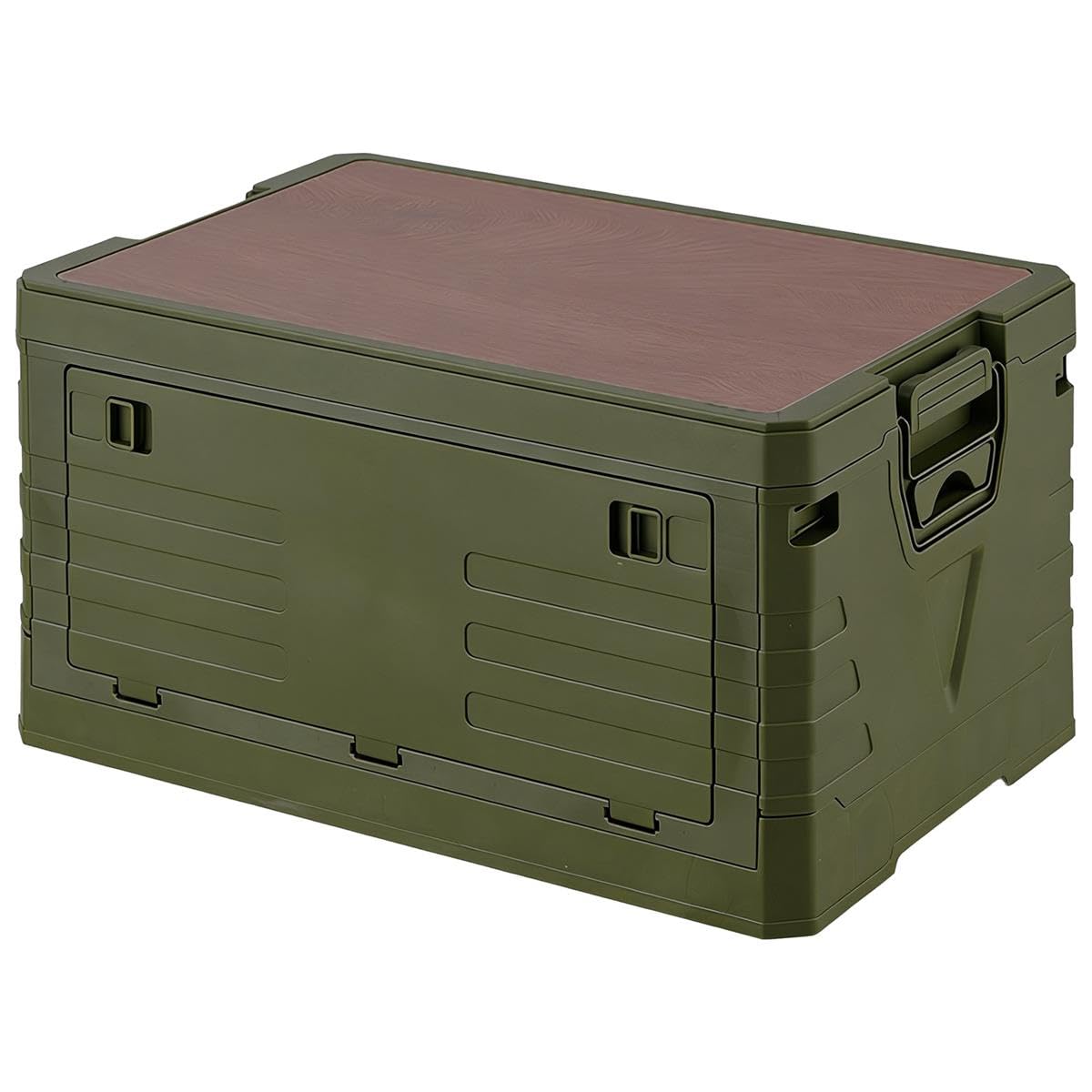 Allpax Outdoor Campingbox faltbar mit Holzdeckel, 30 Liter, olive, 47,5 x 29,5 x 23,5 cm, stapelbare Aufbewahrungsbox für Camping, Auto & Haushalt, Garten, Party & Picknick