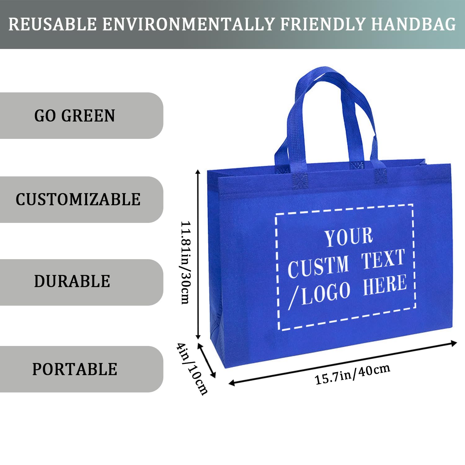 Bolsas personalizadas con logotipo, juego de 50/100/200, bolsas de comestibles reutilizables, bolsas de compras, publicidad para eventos de negocios, artículos promocionales, Bolsas personalizadas