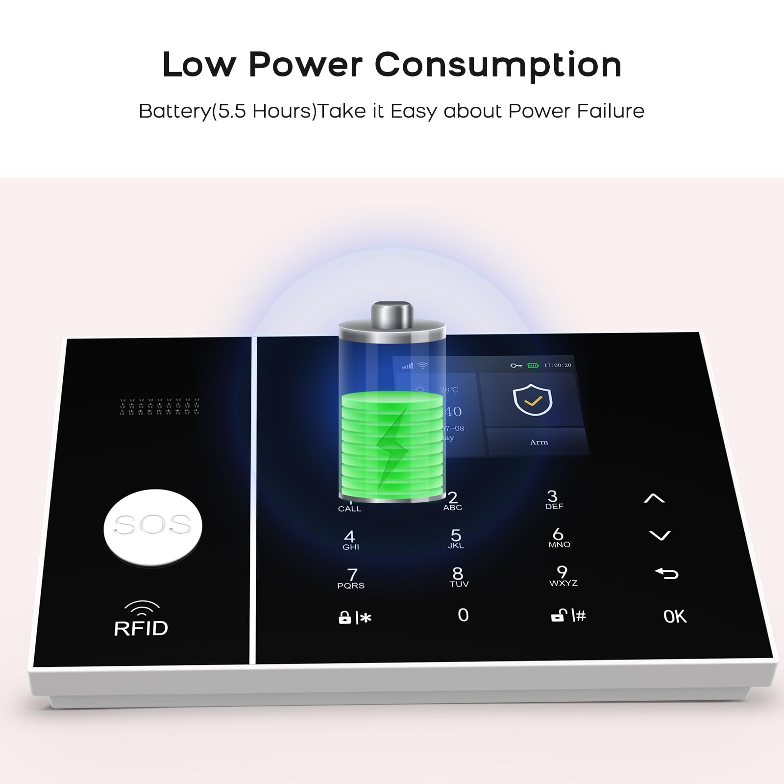 PGST Kit Alarma Casa con Aviso al Movil, Sistema de Alarma para Casa WiFi y gsm sin cuotas con Pantalla 2.4” y Batería de 1000 mAh,Aplicación Tuya Smart Life, Alexa y Google