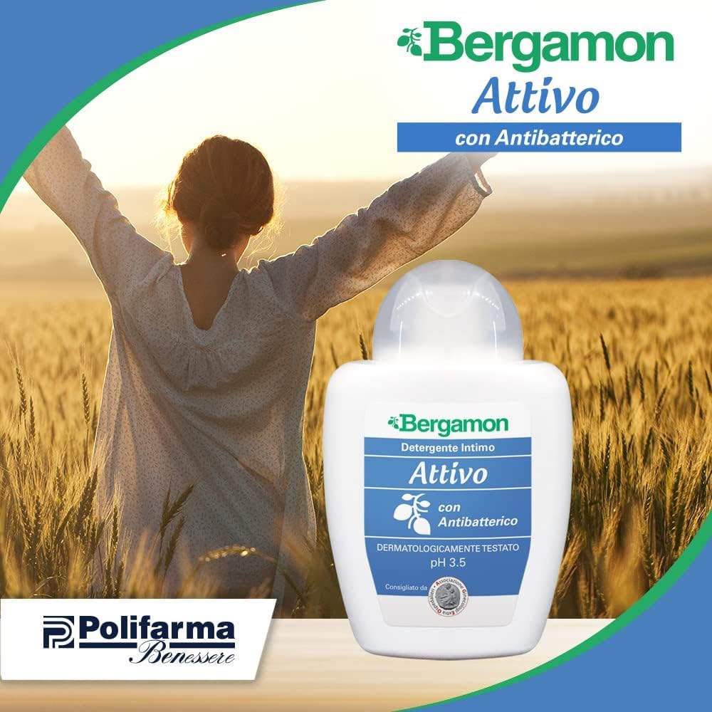 8x Bergamon Detergente Intimo Attivo - Bergamotte Aktiver Intimreiniger pH 3,5, 200ml + Beni Culinari Kostenloser Schlüsselanhänger