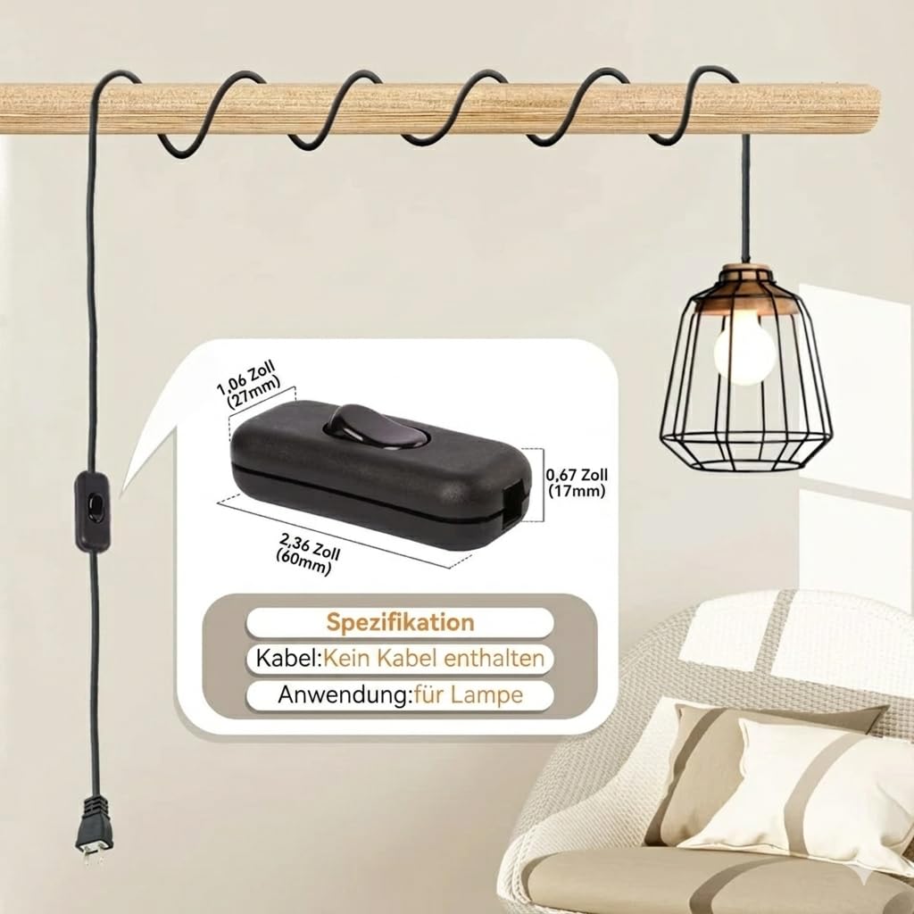 2 sztuki przełączników sznurkowych 2-biegunowych, przełącznik 230 V, 6 A, przełącznik dźwigniowy, przełącznik pośredni do lamp, przełącznik kołyskowy do 2- i 3-żyłowych przewodów zasilających