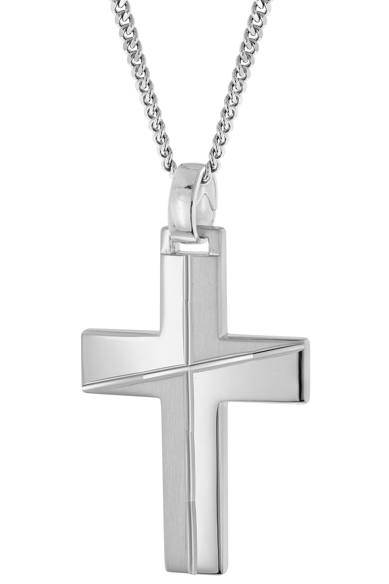 trendor Herren-Halskette Mit Kreuz 925 Silber Rhodiniert 28408 | zeitloses Schmuckstück für Männer, modisches Accessoire