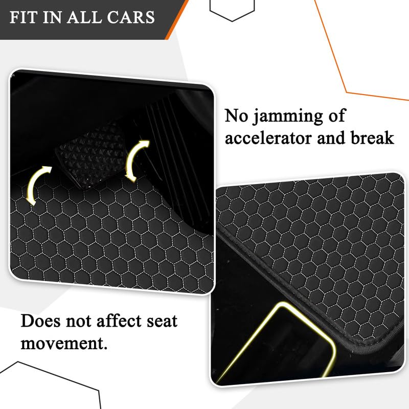 Image of 7D Car Foot Mat Compatible with Chevrolet Sail | Universal Fit, Luxury Leather Car Floor Mat with Detachable Curly Mat | Waterproof, Anti-Slip | Color: Black Silver