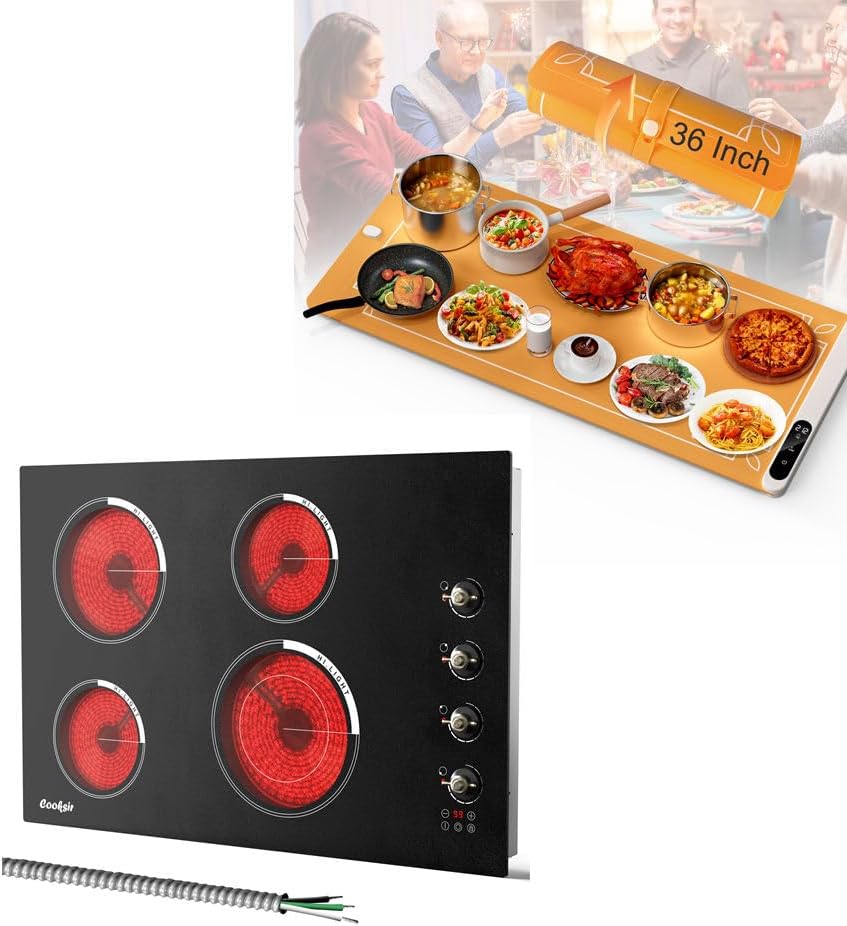30 Inch Electric Cooktop and Electric Food Warming Mat