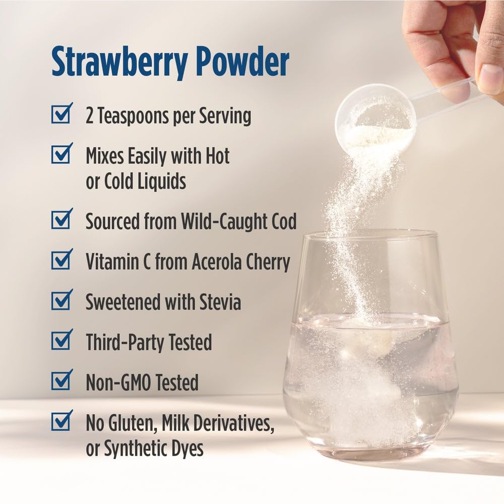 Nordic Naturals Nordic Beauty Marine Collagen Powder, Strawberry - 5.29 Ounces - Collagen Powder Supplement for Healthy Skin, Joints, and Bones, Vitamin C for Antioxidant Support - 30 Servings — Amazon image 5