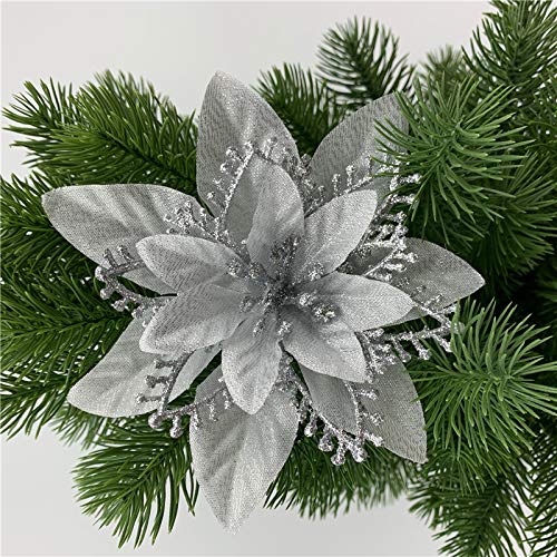 Kubert 15 pcs Poinsettia Artificial Christmas...