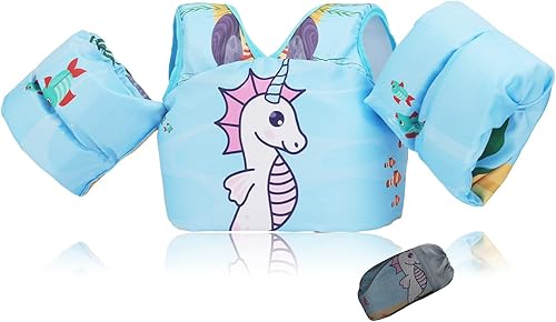 Miniatura 14 de Chaleco de natación para niños pequeños, apto para niños de 28 a 70 libras, flotadores para niños y niñas, ayuda a la natación, entrenamiento, traje